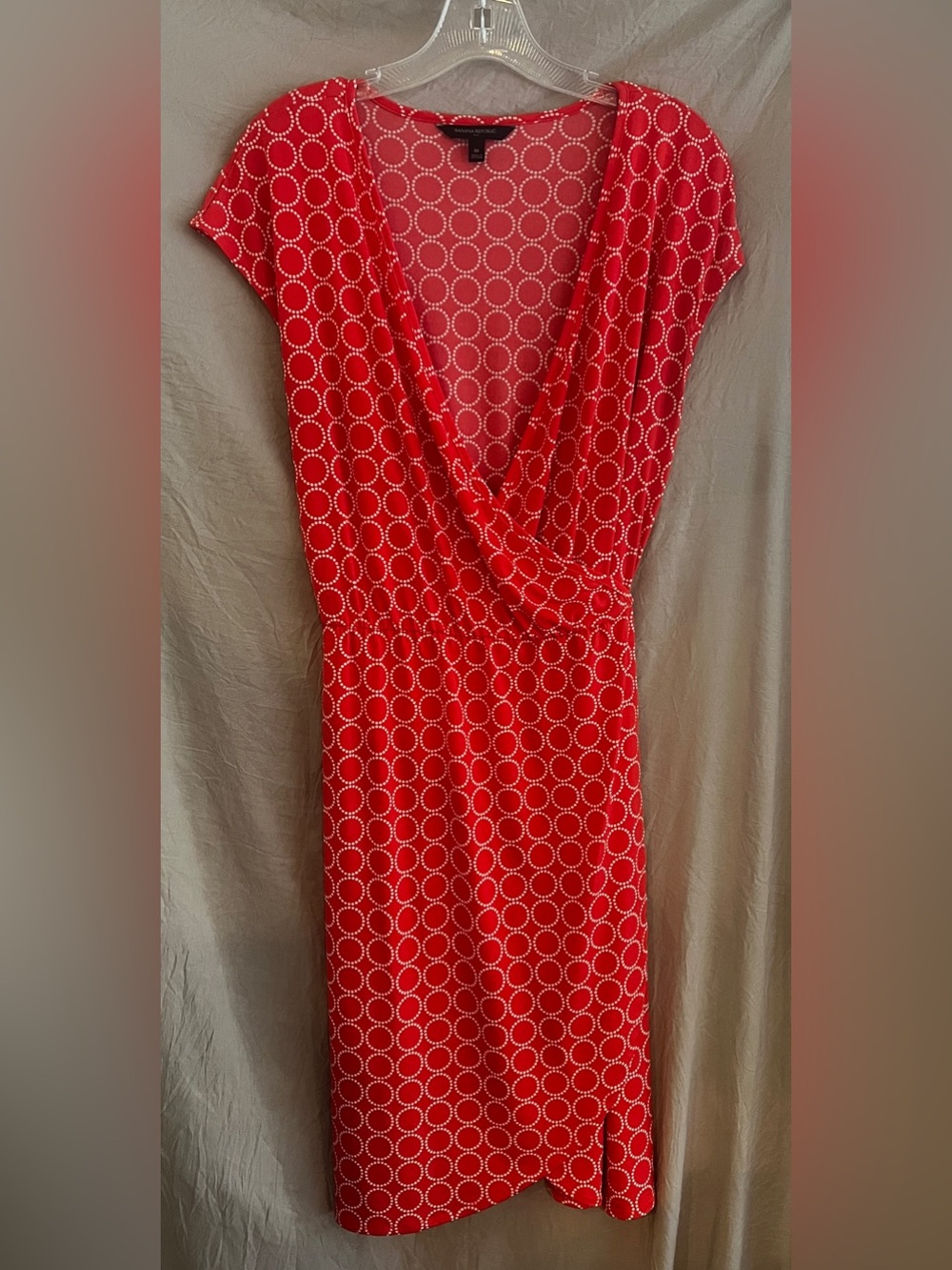 Banana Republic Orange Circle-Print Tie-Waist Midi Dress